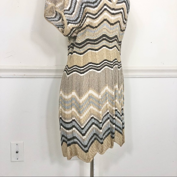 Missoni ITALY Gold striped tunic top Deep V neck - Picture 4 of 8